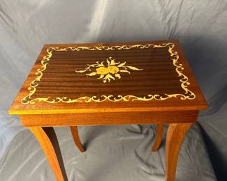 Italian Vintage Music Box In Wooden Stool