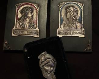 Pewter Other Metal Religious Plaques On Wood