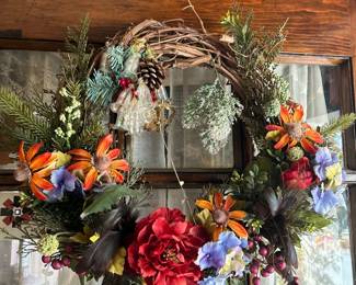 Floral Wreath With Peacock Feathers Other Embellishments