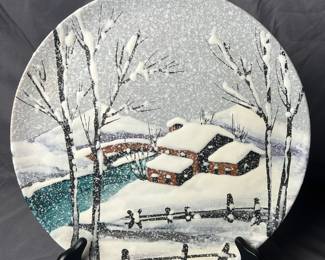 Winter Scene, Hand Painted In Italy