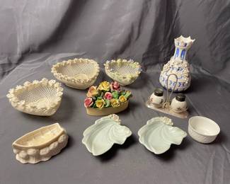 Belleek Heart Dishes Boat Dish, Coalport Trinket Dish