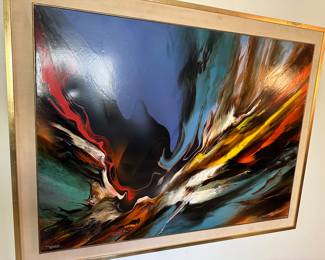 Volcanic Fury By Leanardo Neirman, Acrylic On Masonite Circa 1970