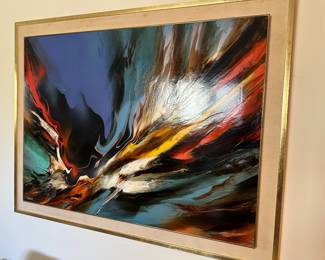 Volcanic Fury By Leanardo Neirman, Acrylic On Masonite Circa 1970