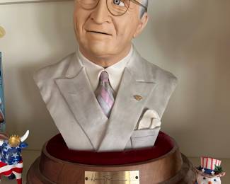 Ceramic Bust of President Harry S Truman Signed by Artist Edward J Rohn