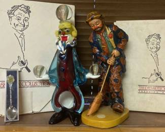 Murano glass clown red skeleton plates