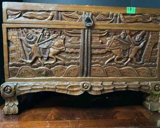 Wood carved chest