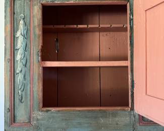 Antique Swedish Folk Art Painted Wall-Mount or Table Top Cupboard. Measures 26" W x 13" D x 30" H. Photo 3 of 4.