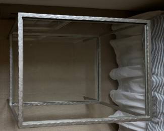 Hammered Iron Two-Shelf Side Table in Silver Finish. Measures 21" x 26" x 24" H. Photo 2 of 3.