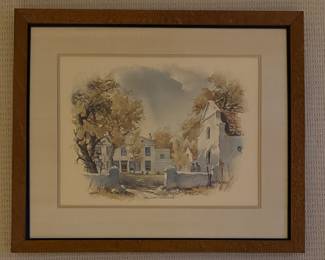 Watercolor of "Alphen" Constantia Valley Estate (South Africa), John Cullingworth.
