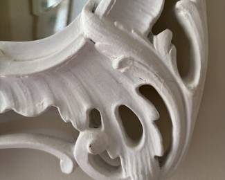 Antique / Vintage Rococo Style Lacquered Wood Mirror. Measures 28" W x 48" H. Photo 3 of 3.