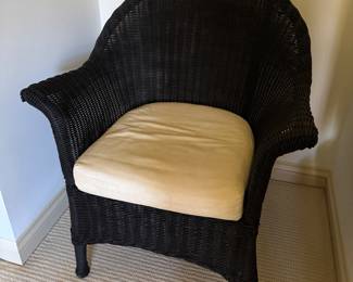 Ebonized Wicker Accent Chair.