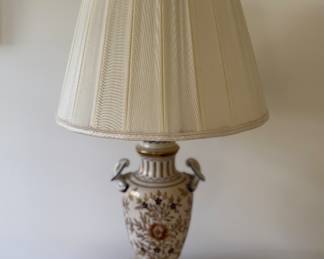 Pair of Brown & White Chinoiserie Table Lamps. Photo 1 of 3.