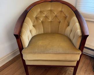 Mahogany Frame Barrel Chair in Velvet. Photo 1 of 3.