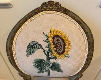 Pair of Antique Swedish Needlepoint Chairs. Each Measures 20" W x 16" D x 36" H. Photo 3 of 4.