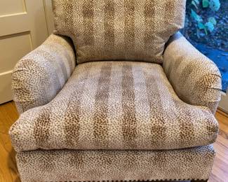 Colefax & Fowler Malabar Animal Skin Velvet Fabric Upholstered Down Filled Club Chair with Nailhead Trim. Measures 35" W x 38" D. Photo 1 of 2.