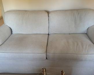 Crate & Barrel-Style Off-White Upholstered Sleeper Sofa. Measures 74" x 36". Photo 2 of 2.
