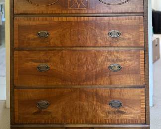 Four Drawer Chest of Drawers with Brass Pulls. Measures 35" x 19" x 49" H. Photo 1 of 3.