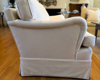 Gorgeous, White Brushed Twill Cotton Upholstered Sofa with Down-Filled Cushions Sourced From The Merchandise Mart. Measures 68" x 42". Photo 2 of 3.