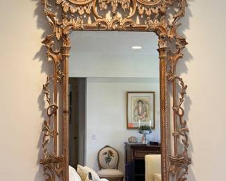 1960s Vintage La Barge Chinoiserie Pagoda Mirror (Made In Italy). Measures 32" W x 65" H. Photo 1 of 3.