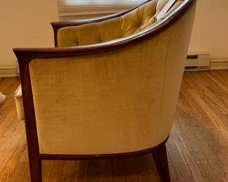 Mahogany Frame Barrel Chair in Velvet. Photo 2 of 3.