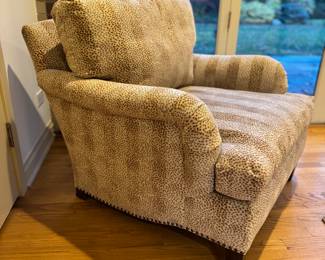 Colefax & Fowler Malabar Animal Skin Velvet Fabric Upholstered Down Filled Club Chair with Nailhead Trim. Measures 35" W x 38" D. Photo 2 of 2.