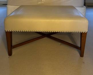 Leather Bench / Ottoman with Nailhead Trim. Photo 1 of 3.