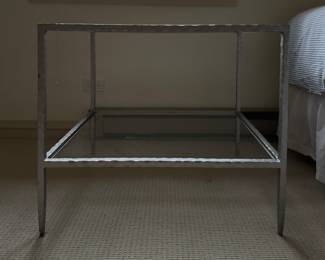 Hammered Iron Two-Shelf Side Table in Silver Finish. Measures 21" x 26" x 24" H. Photo 1 of 3.