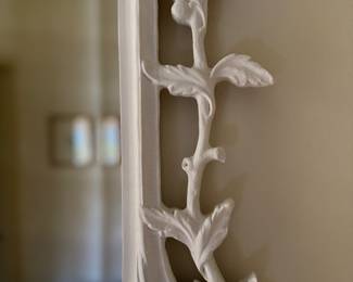 Antique / Vintage Rococo Style Lacquered Wood Mirror. Measures 28" W x 48" H. Photo 2 of 3.