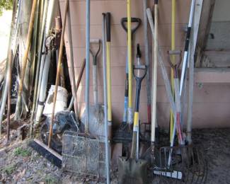 pitch forks, rakes, shovels etc