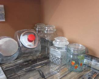 Glass jars and candy canisters