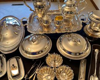 More lovely silver serving dishes and an outstanding Coffee/tea set! 