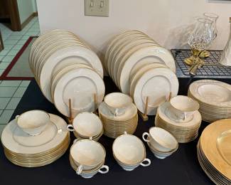 This is a BEAUTIFUL simple and elegant gold rimmed china! Service for 12 made by Lenox MANSFIELD pattern!
