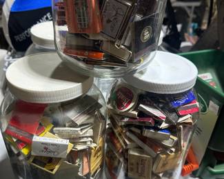 Two large and one small clear jars FILLED with a really nice match book collection! 