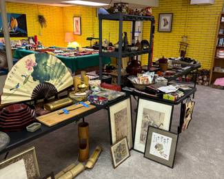 Back on the basement, or Asian inspired art and collectibles have EXPANDED GREATLY! So many fantastic vintage items in MINT condition! 