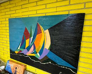 This is a HUGE painting on wood! Signed! 