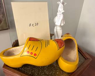 Wooden shoes! A nice glass 8x10 frame and an angel! All things we need! LOL