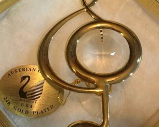 MUSIC NOTE SYMBOL CLEAR AUSTRIAN CRYSTAL 24K plated GOLD WINDOW LIGHT CATCHER