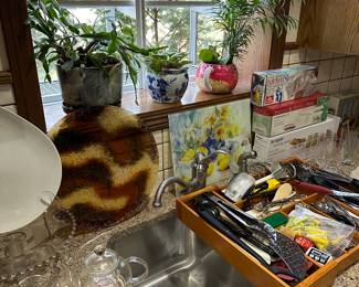 The kitchen is filled with excellent everyday items and some very cool vintage MCM items!  (YES! The Plants are for sale too!)