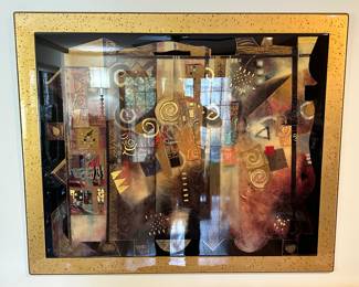 This is a beautiful piece of modernistic art. It is covered with a polycoat and is in SUPERB condition! 