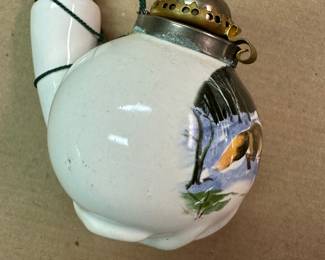 An AWESOME Antique Large Porcelain Wood Hand Pipe Black Forest German! Hand holding the bowl!