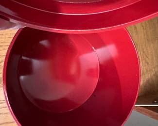 We have a lot of Asian inspired treasures! Here is just one! Beautiful round box with lid! Red interior!  