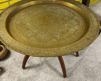 Vintage Mid Century Modern Brass and Wood Coffee Table Spider Legs! 