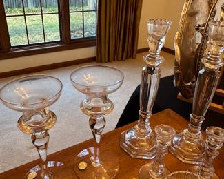 A lovely assortment of Crystal Candle Sticks and holders! 