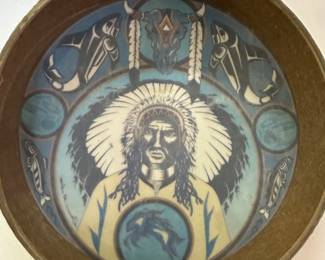 I LOVE this piece! Vintage Pacific Northwest Hand Drum -  Clarence Wells Native American Chief Signed

