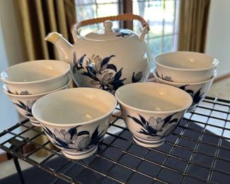 A RARE Otigari OMC Oriental Chinese Japanese Tea Pot with Six Teacups! 