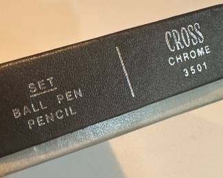 Vtg CROSS Chrome 3501 Ball Point Blue Ink Pen & Pencil Set Orig Box 