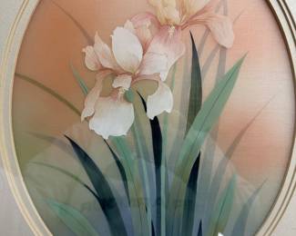 A beautiful framed painting on silk! "IRIS" SIGNED! Johnny Lung