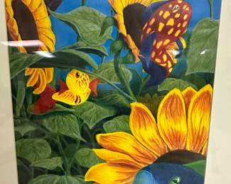 A STUNNING Large painting "Fish out Of Water - Sunflowers" by Curt Gledwill!