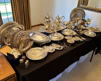 This is just ONE of two filled displays of Silver Serving Pieces! 
