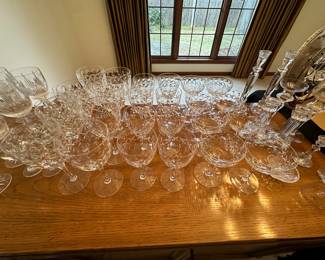 This is an absolutely beautiful 24 piece set of cut glass. 8 giblets, 8 wine, and 8 champagne! So delicate!PERFECT CONDITION! 